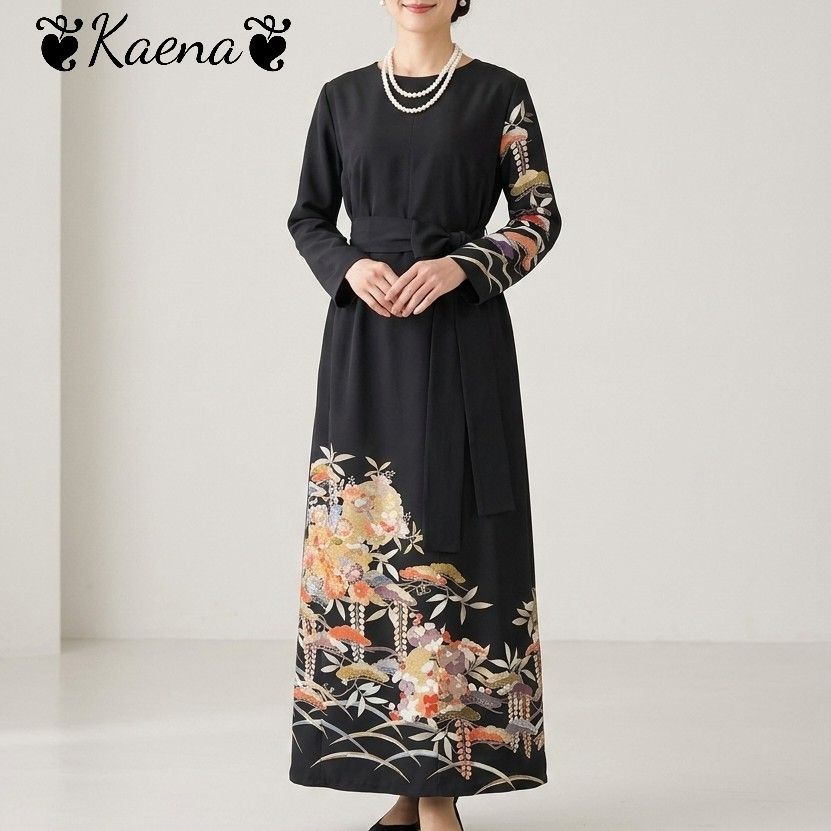 ❦Kaena❦ 着物リメイク 大きいサイズ ワンピース 作家物 ロング 