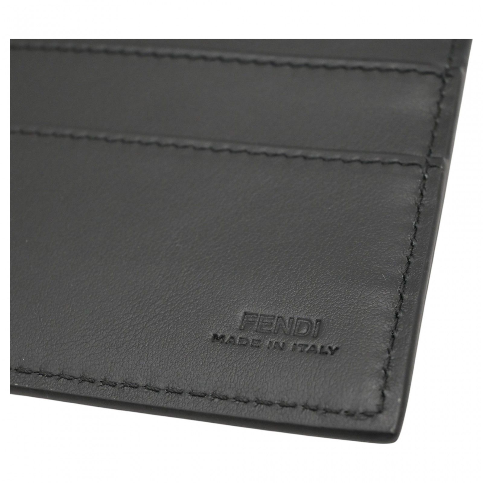 フェンディ ロングウォレット 長財布 ロゴ レザー ブラック Aランク