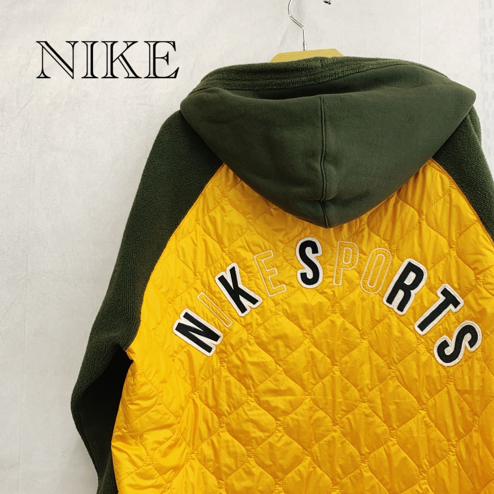 NIKE パーカー スウェット キルティング 切替 BV4602-355 長袖 トップス L カーキ メンズ ファッション _218023