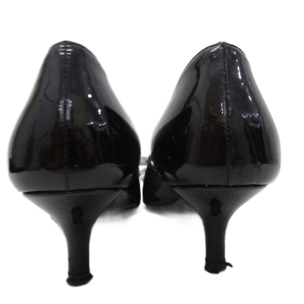 プラダ PRADA パンプス エナメル ポインテッドトゥ ローヒール リボン