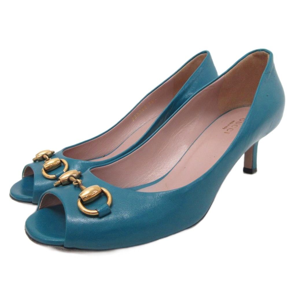 グッチ GUCCI パンプス ホースビット オープントゥ ローヒール
