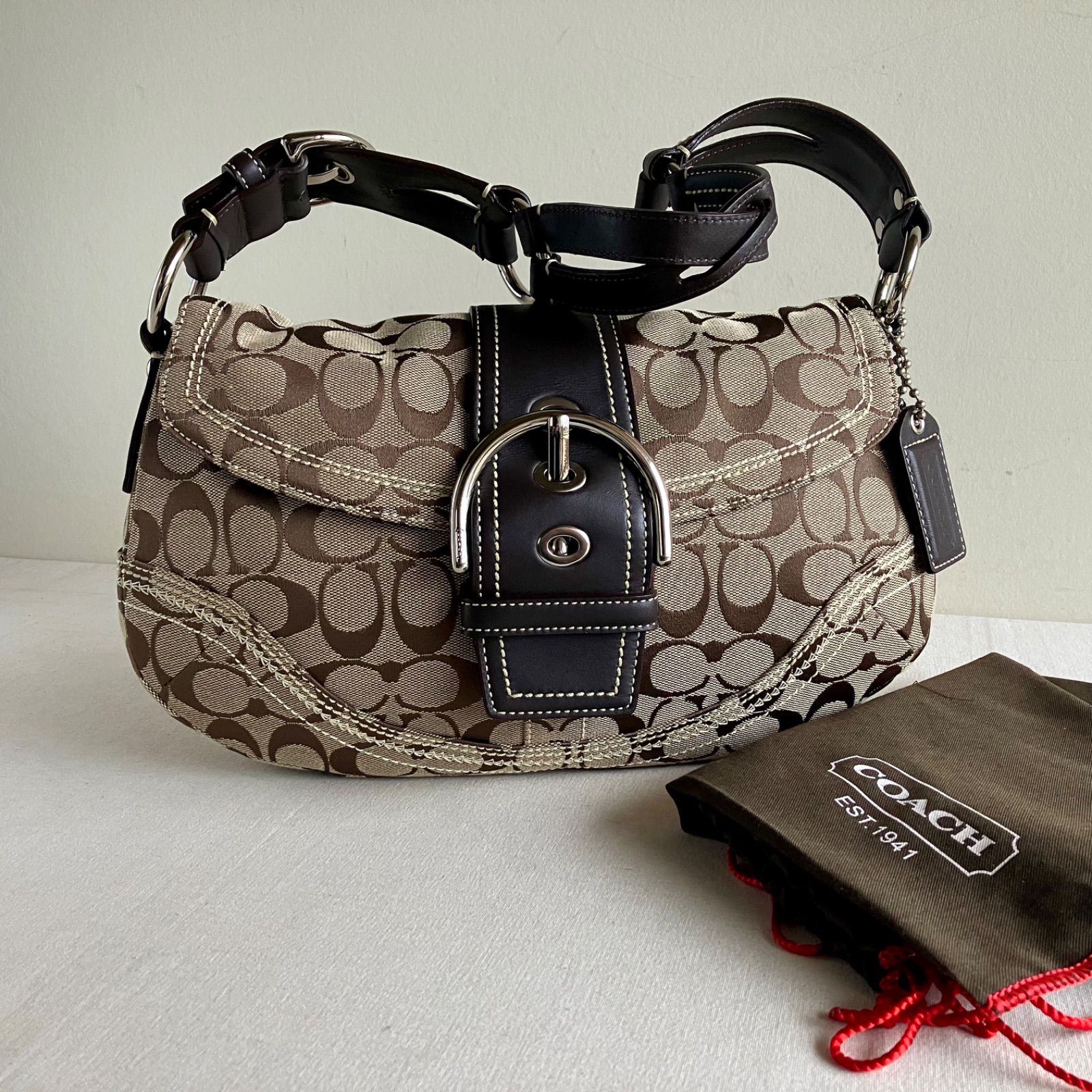 Coach Vintage Medium Soho Brown Signature C Canvas Shoulder Flap