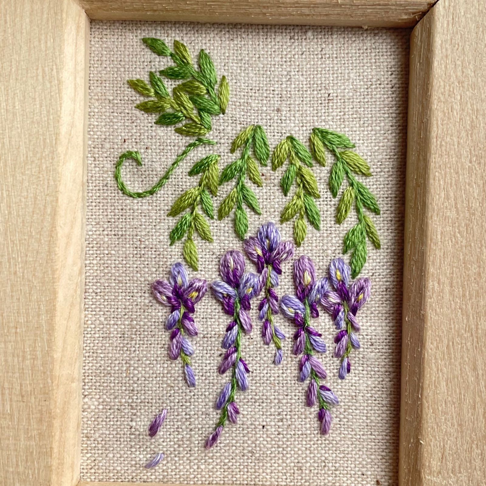 藤の花 藤 手刺繍 刺繍フレーム インテリア 置物 - メルカリ