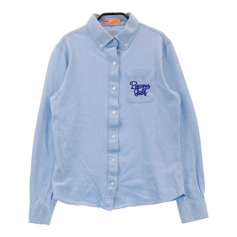 サイズ：L BEAMS GOLF ビームスゴルフ 長袖シャツ ボタンダウン ブルー