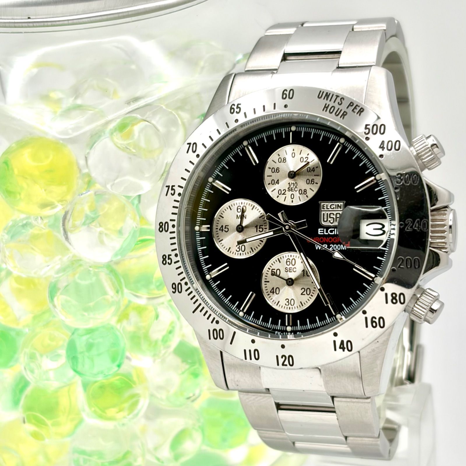大得価，安い 【新品電池】ELGIN エルジン クロノグラフ メンズ 腕時計 