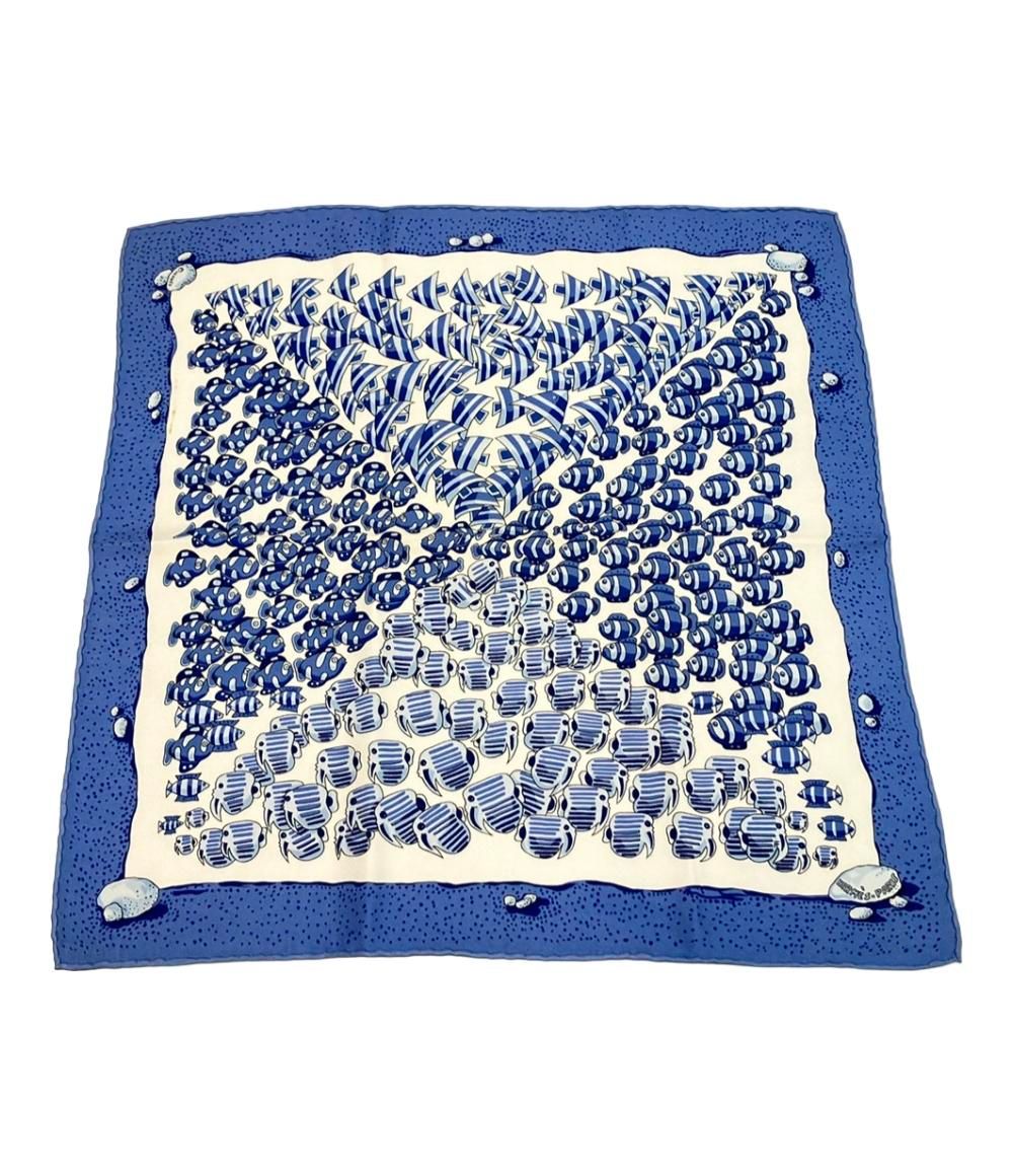 エルメス スカーフ シルク100% カレ45 プチカレ 魚柄 レディース