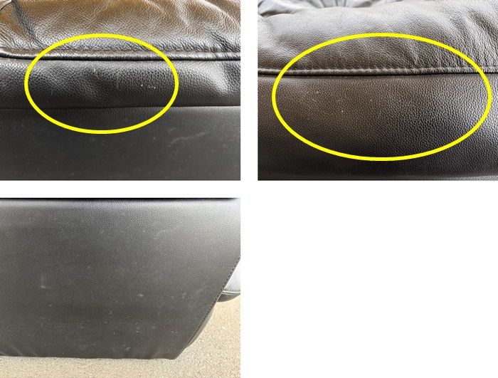  一部地域送料無料 ２人掛けソファ ブラック 本革 ビニールレザー張り 傷 シミあり F-RA-234-0226A コットン花柄 2人掛け 3人掛けソファ ソファ ソファベッド