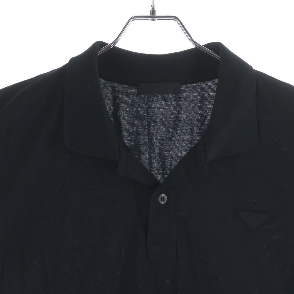 PRADA (プラダ) 三角ロゴワッペン 半袖ポロシャツ ブラック UJN077