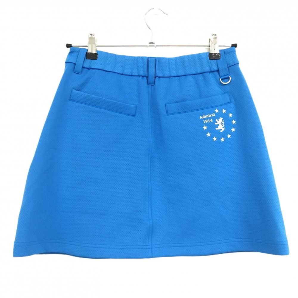 【超美品】アドミラル スカート ブルー 地模様 サイドロゴ白 インナーパンツ付 レディース S ゴルフウェア Admiral