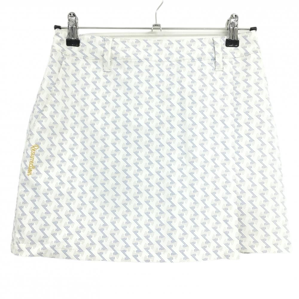 レザレクション スカート 白×ブルー×グレー 総柄 内側パンツ