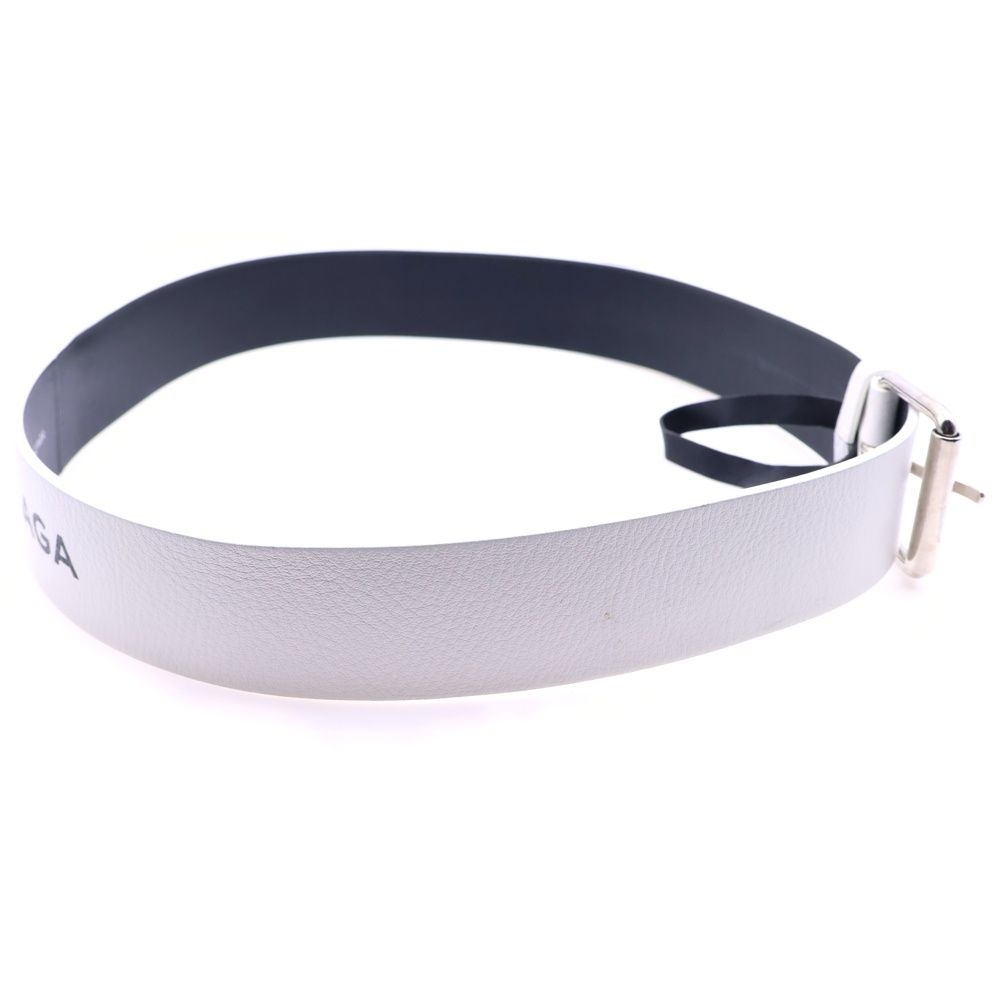 BALENCIAGA (バレンシアガ) ロゴ レザー ベルト ホワイト 505071