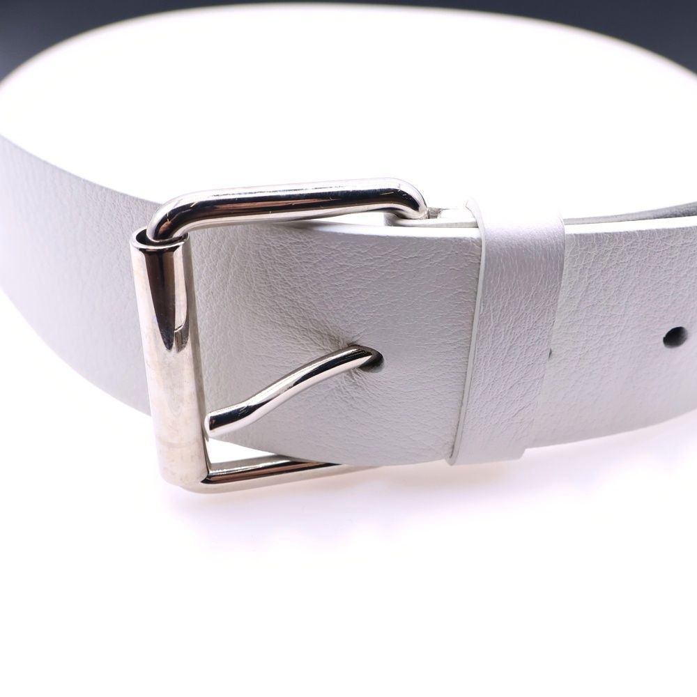 BALENCIAGA (バレンシアガ) ロゴ レザー ベルト ホワイト 505071