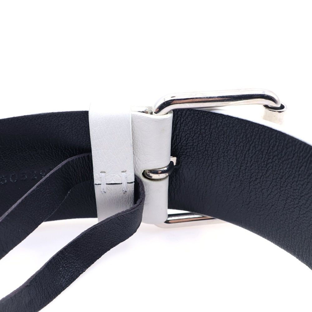 BALENCIAGA (バレンシアガ) ロゴ レザー ベルト ホワイト 505071-日本