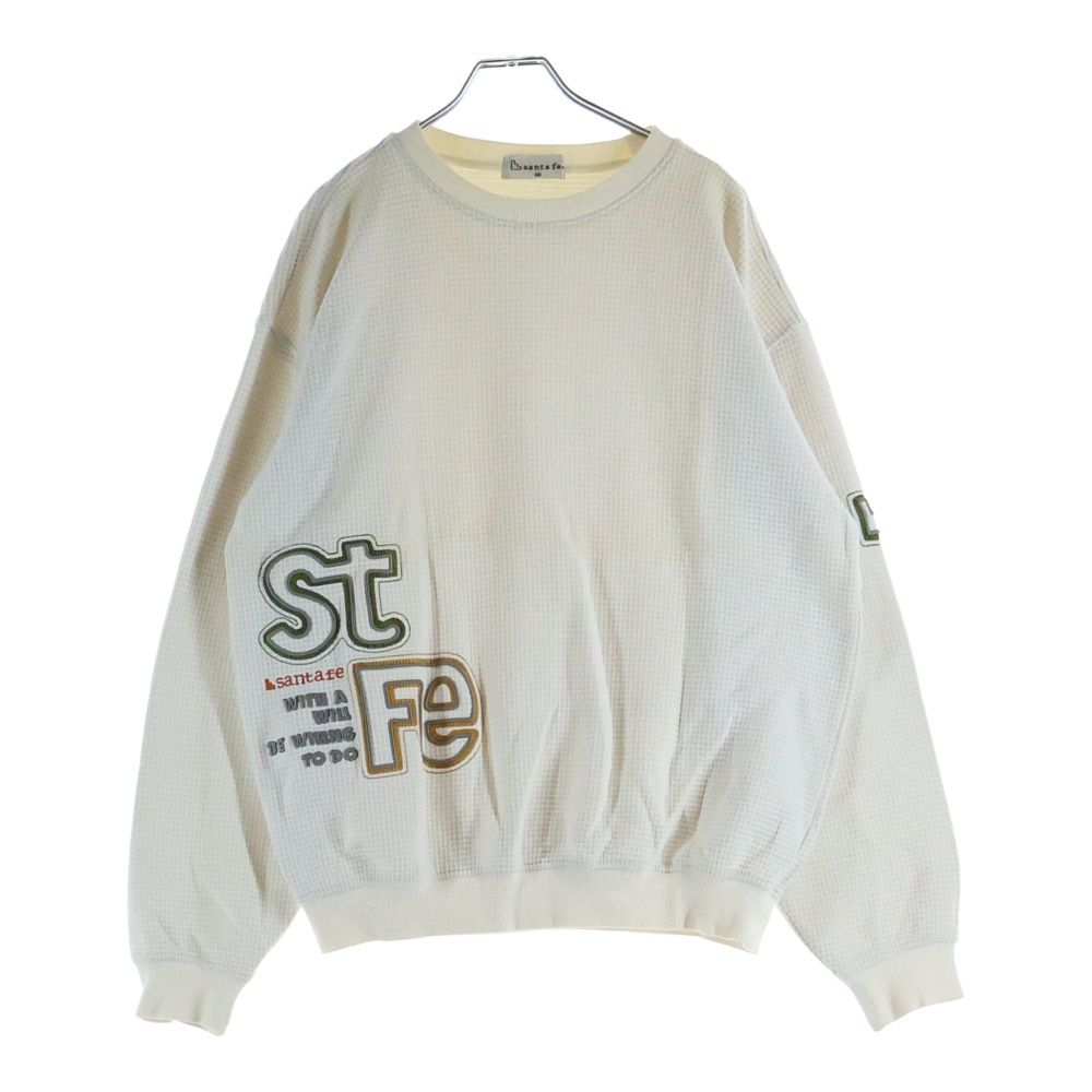 Santafe (サンタフェ) ロゴ刺繍 クルーネック長袖サーマルTシャツ 