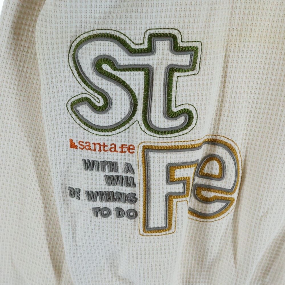 Santafe (サンタフェ) ロゴ刺繍 クルーネック長袖サーマルTシャツ 