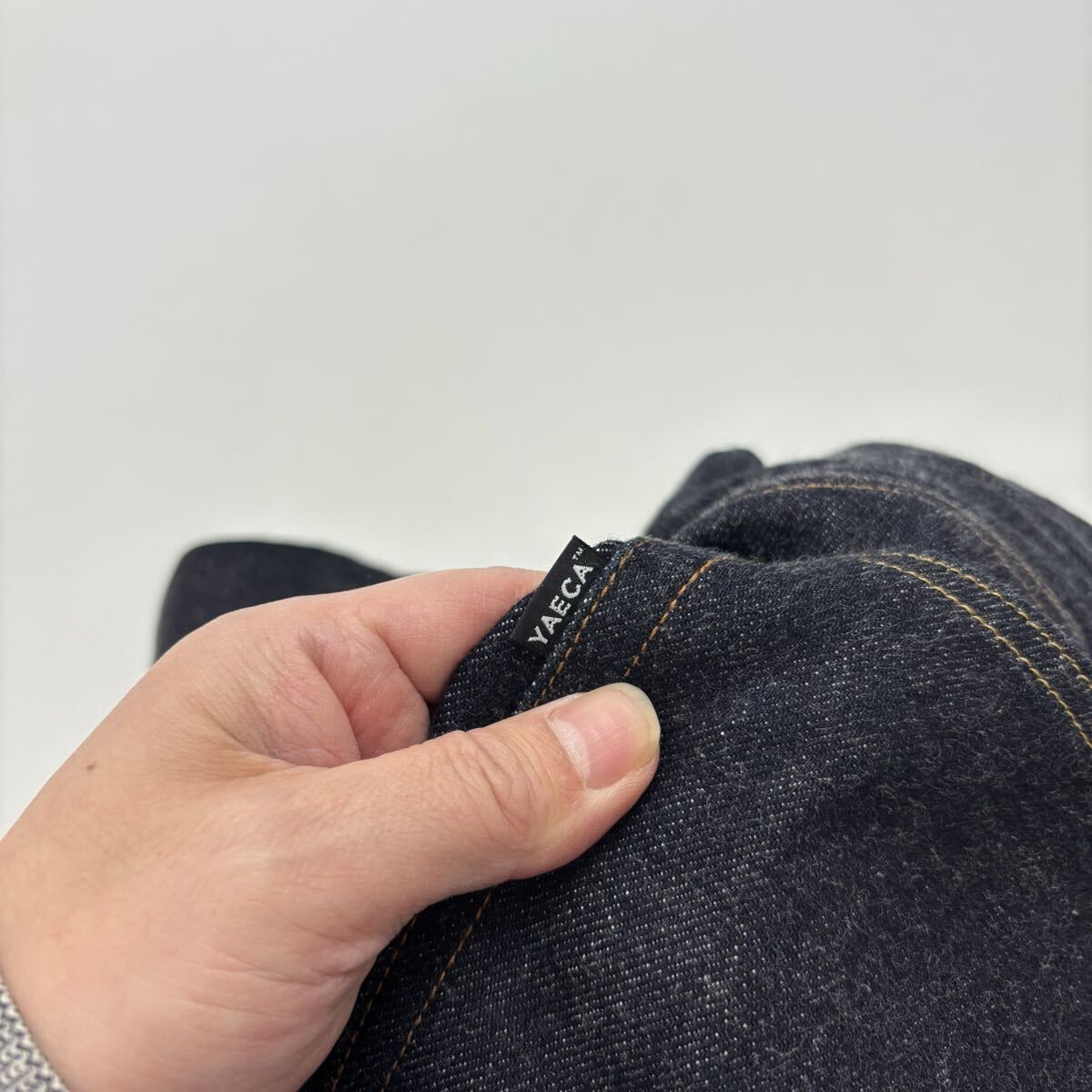 極美品 YAECA ヤエカ 10-14W ワイド テーパード デニム パンツ 濃紺