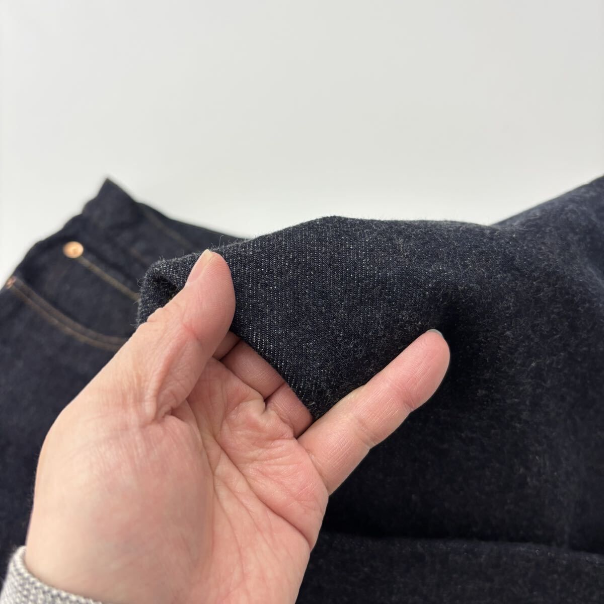 極美品 YAECA ヤエカ 10-14W ワイド テーパード デニム パンツ 濃紺