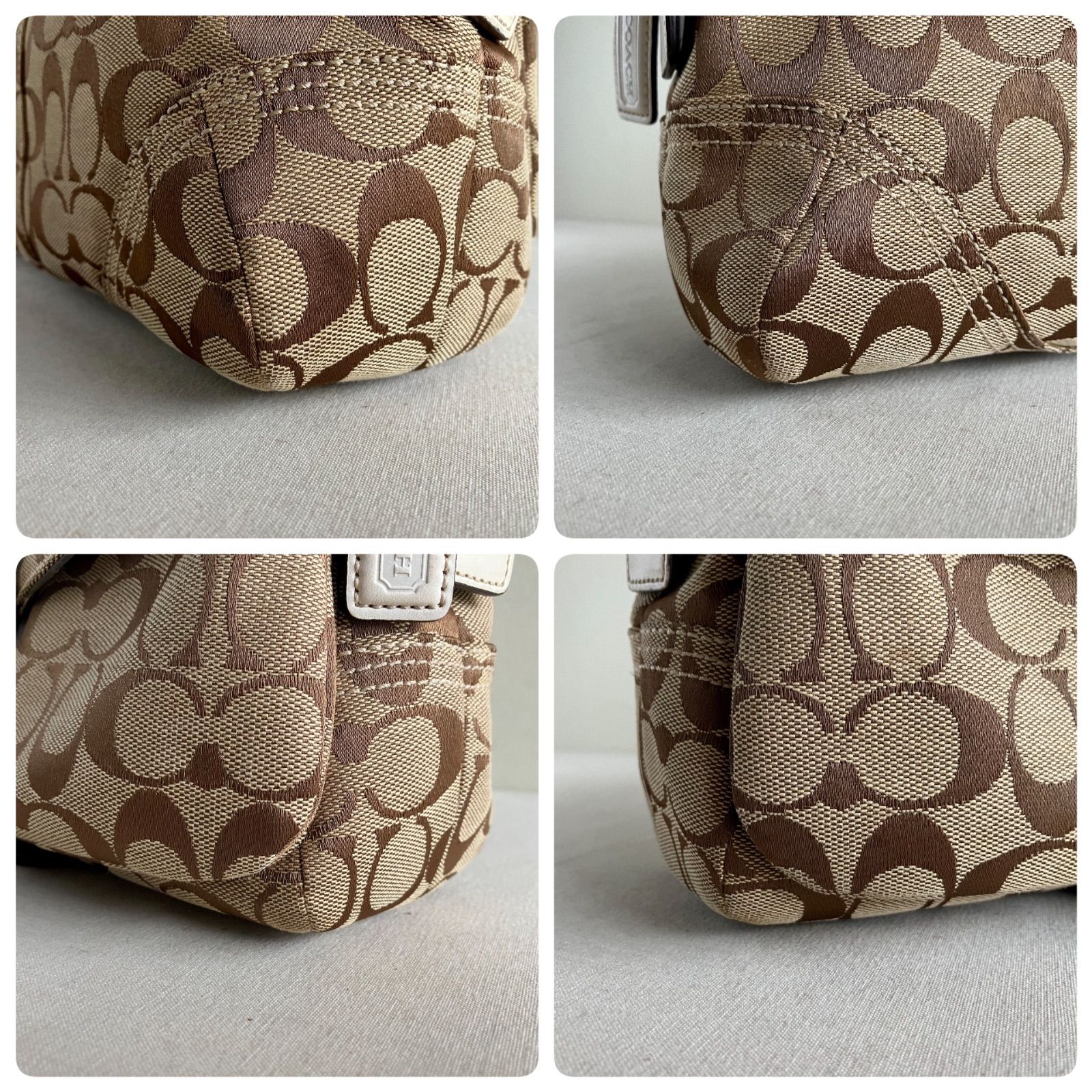 Coach Vintage Soho Brown Signature Canvas Braided White Leather