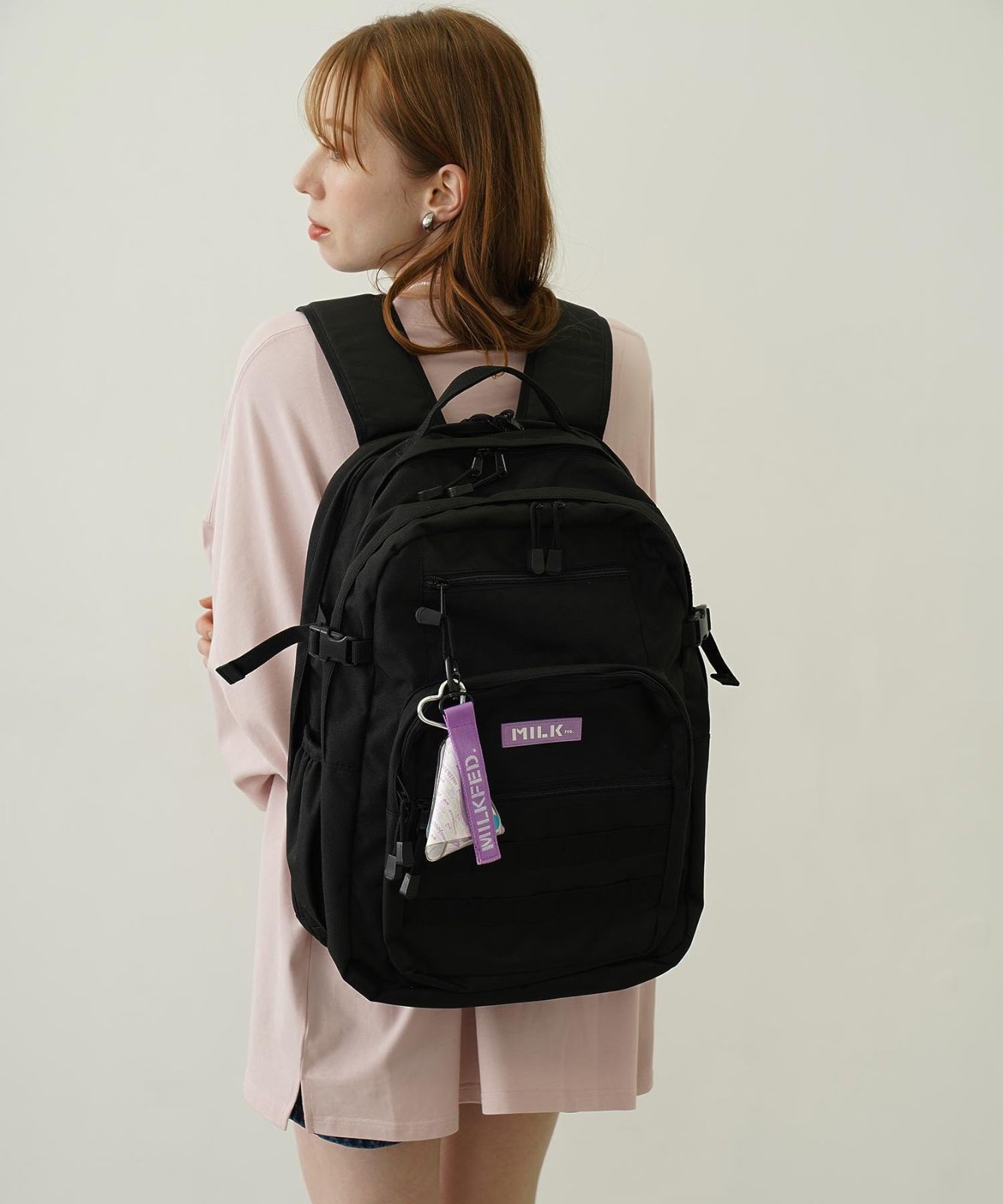 ミルクフェド リュック 通学 大容量 MILKFED 新品 正規品 パープル 黒 