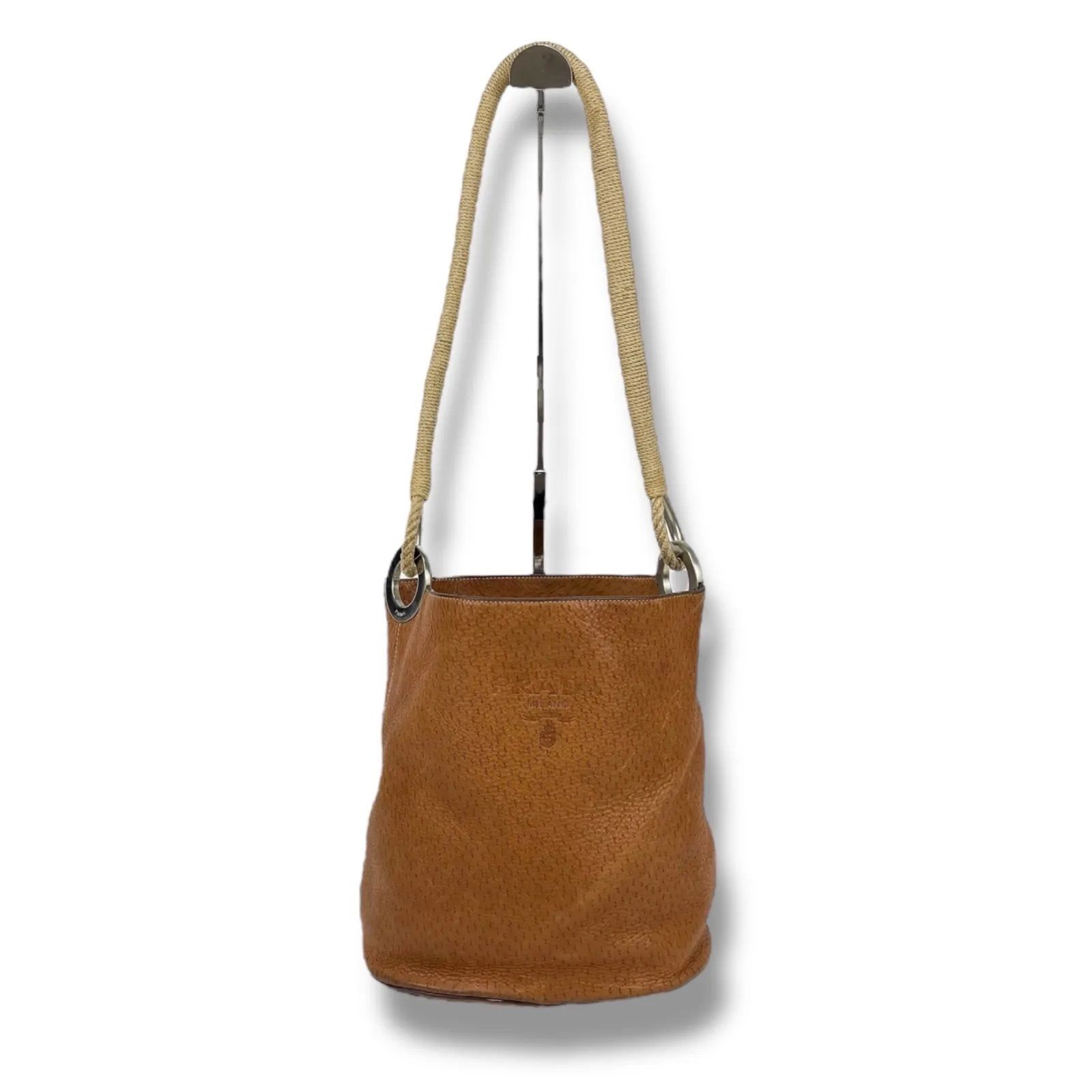 プラダ PRADA ワンショルダーバッグ バケツ型 レザー ブラウン プラダ PRADA ワンショルダーバッグ バケツ型 レザー ブラウン