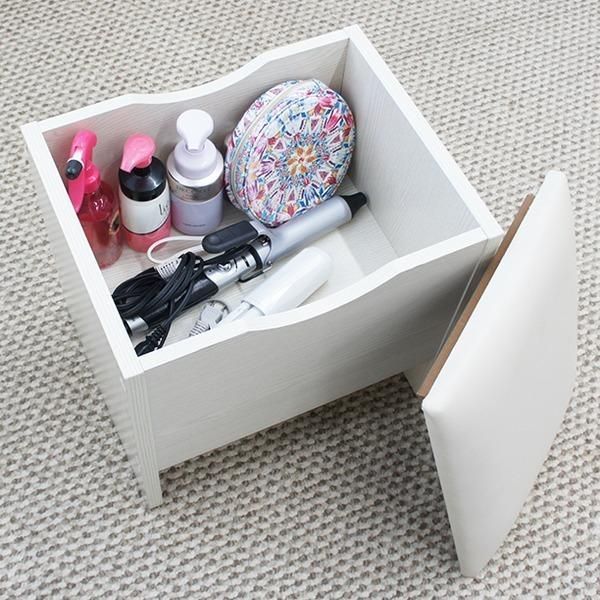 シンプル ドレッサーセット/化粧台・スツールセット 〔木目ホワイト