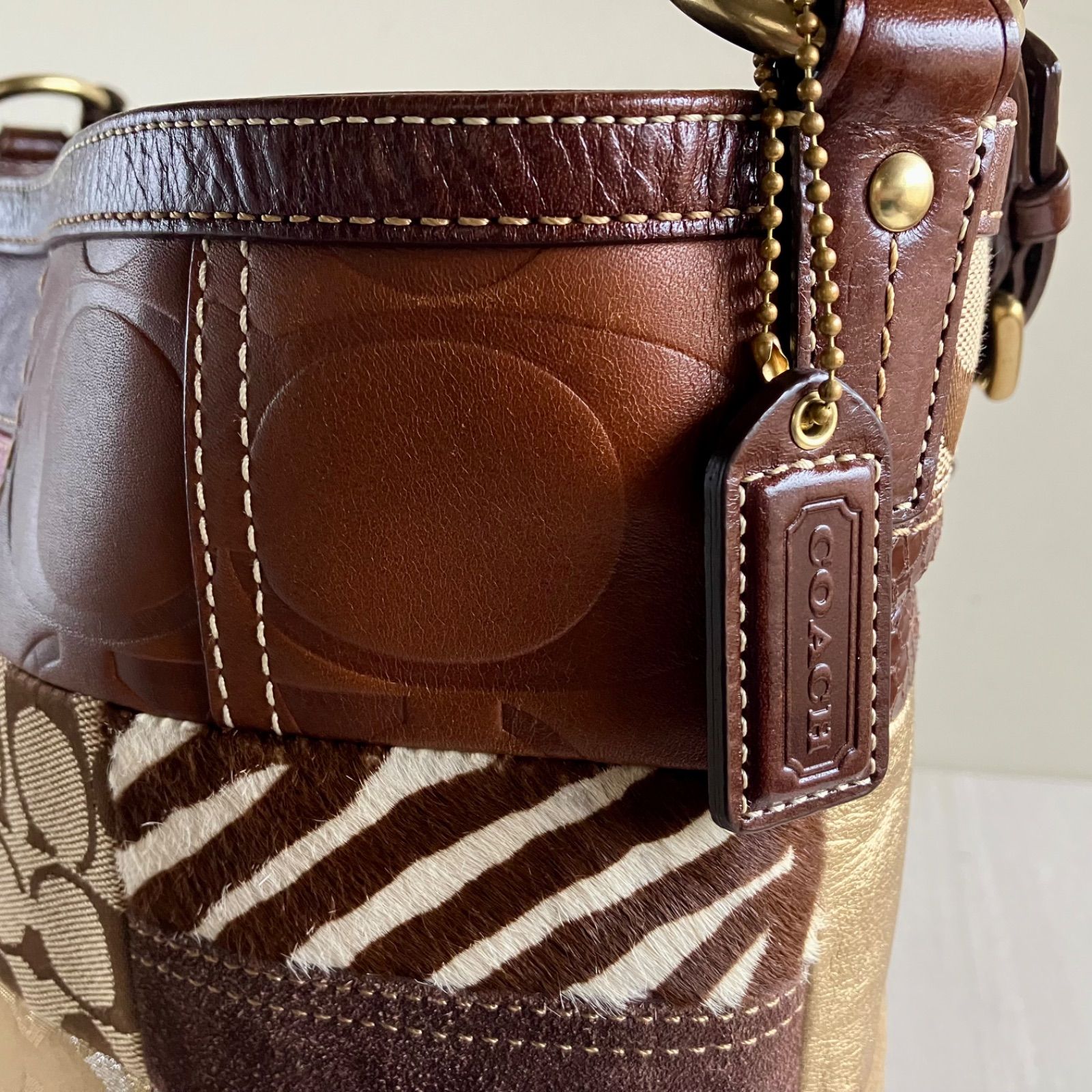 Rare Coach Vintage Multicolor Suede Patchwork Leather Shoulder