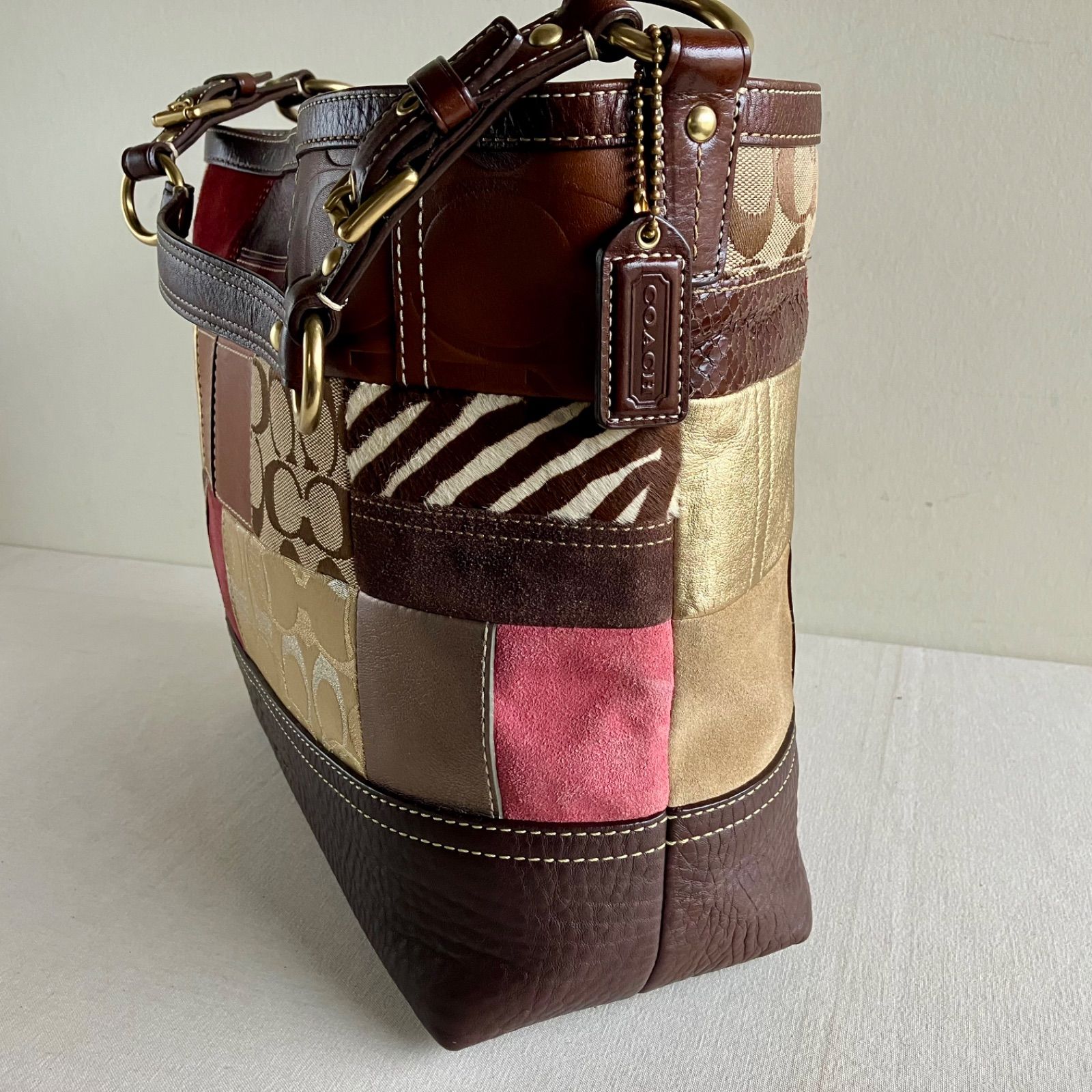 Rare Coach Vintage Multicolor Suede Patchwork Leather Shoulder