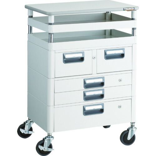 ＴＲＵＳＣＯ　ツールワゴン　フェニックスワゴン　抗菌　省音　６００Ｘ４００ＸＨ８８０　引出　天板付　ホワイト