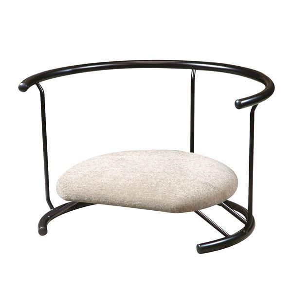 あぐら椅子/正座椅子 〔背もたれ付き モスホワイト×ブラック〕 幅60cm