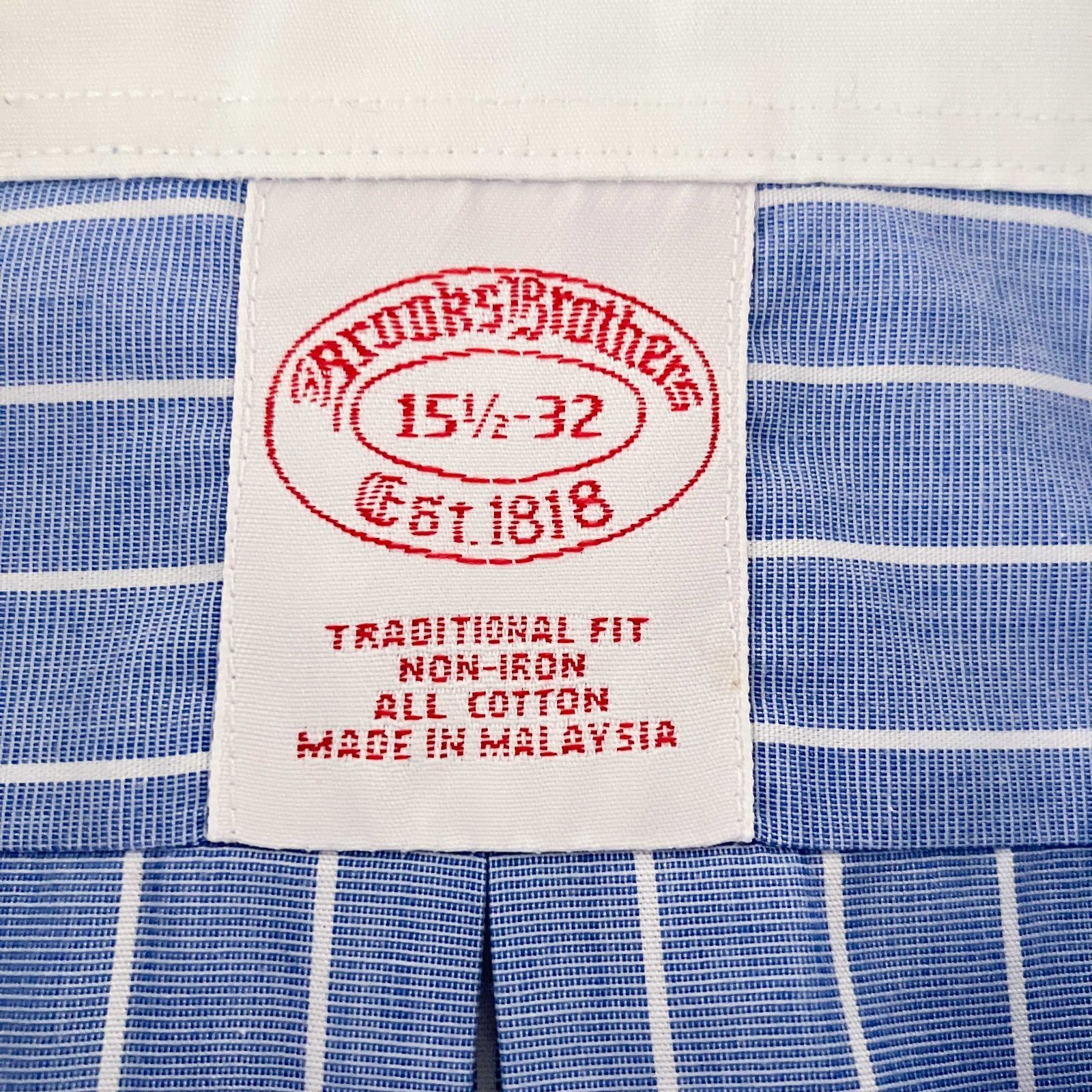 【15 1/2-32】Brooks Brothers（ブルックスブラザーズ）ワイドカラーシャツ クレリック ストライプ / Traditional Fit / Non-Iron / Cotton 100% フレンチカフス ポケット付 メンズ