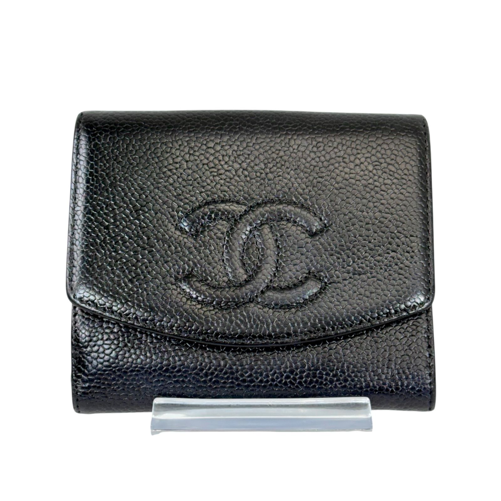 人気・美品】CHANEL シャネル キャビアスキン ココマーク Wホック 