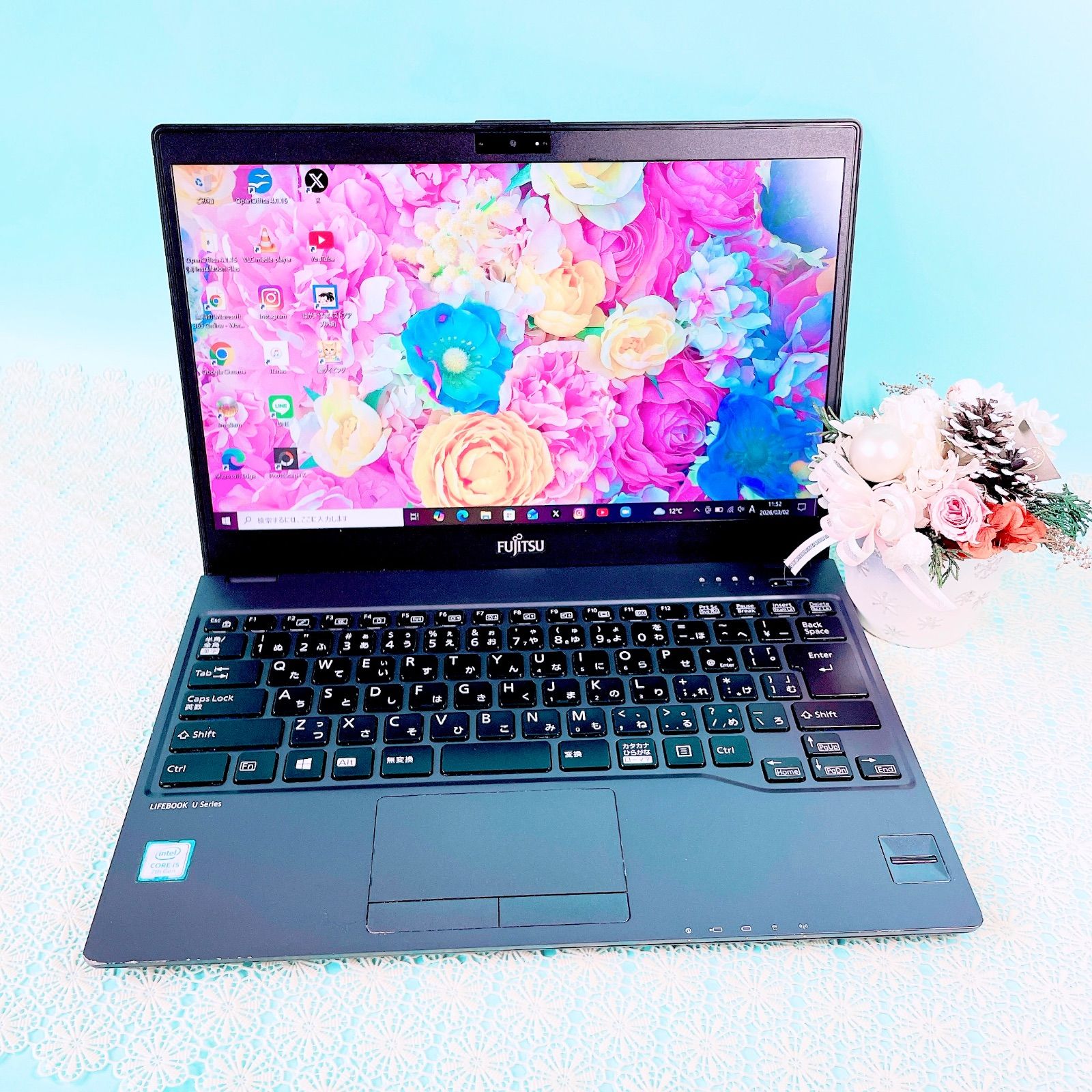 小型軽量❣️初心者おすすめ✨️初期設定済み薄型ノートパソコン大容量 カメラ 黒 富士通 小型軽量✨️薄型ノートパソコン Corei5✨サクサク動くSSD256GB