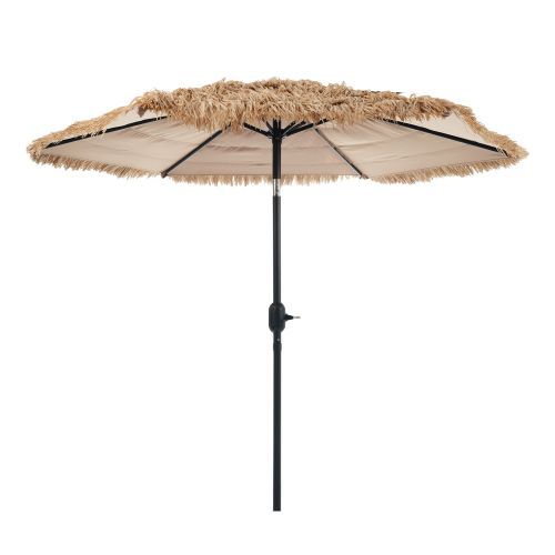 ハワイアン パラソル単体 ナチュラル 直径220cm 30+UPF紫外線対策 角度調整 パラソルセット ベース パラソル ガーデンパラソル