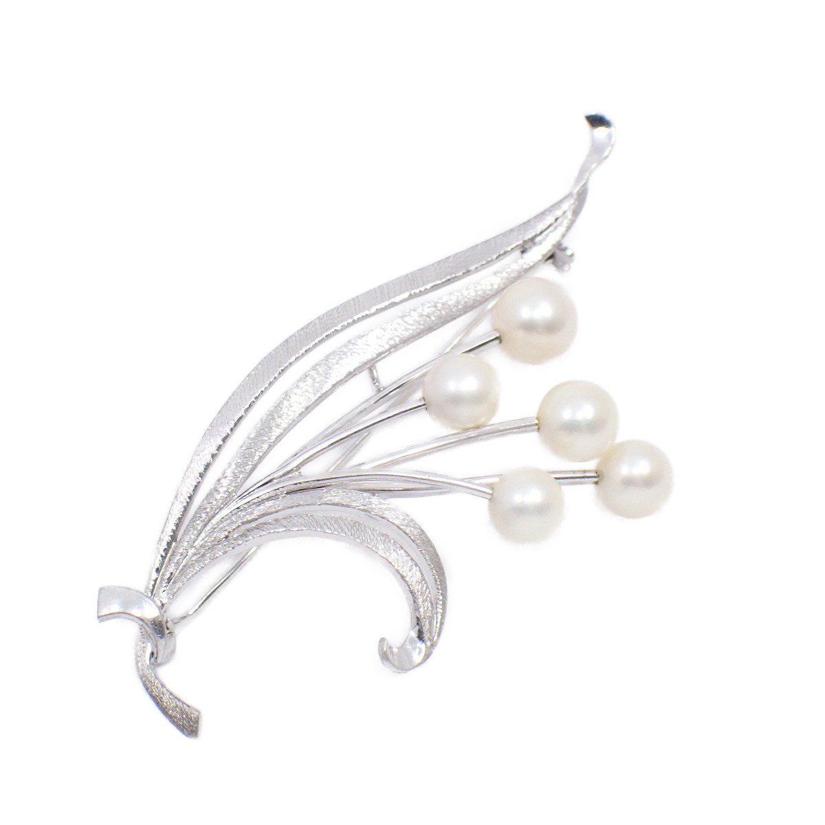 MIKIMOTO ミキモト フラワーモチーフ ブローチ シルバー/パール5粒【い