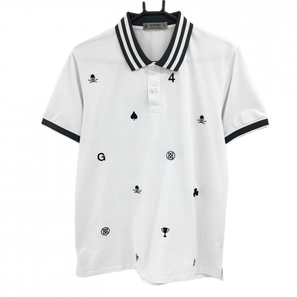 G/FORE ジーフォア ゴルフ半袖ポロシャツ 白黒 サイズ4 メンズ ジーフォア正規品 半袖 ポロTシャツ 白 100 G/FORE（ジーフォア） 半袖