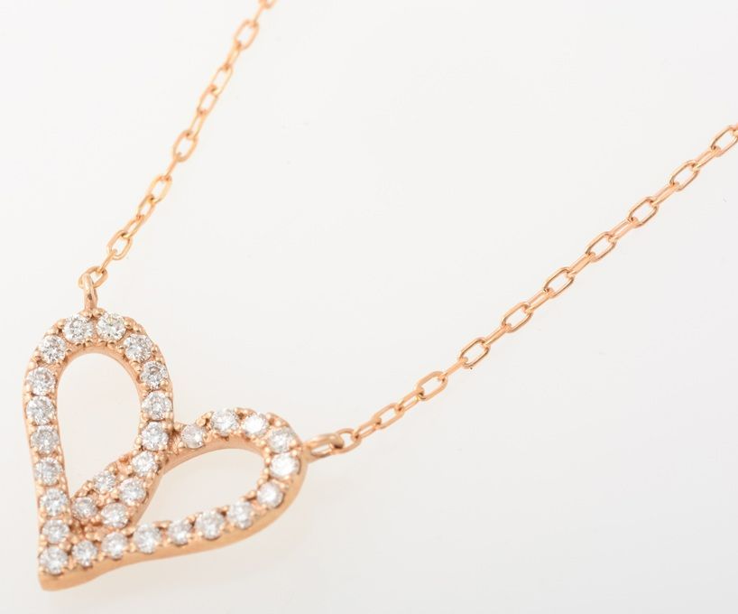 K18PG ダイヤモンド ハート ネックレス 品番d24-255 - メルカリ