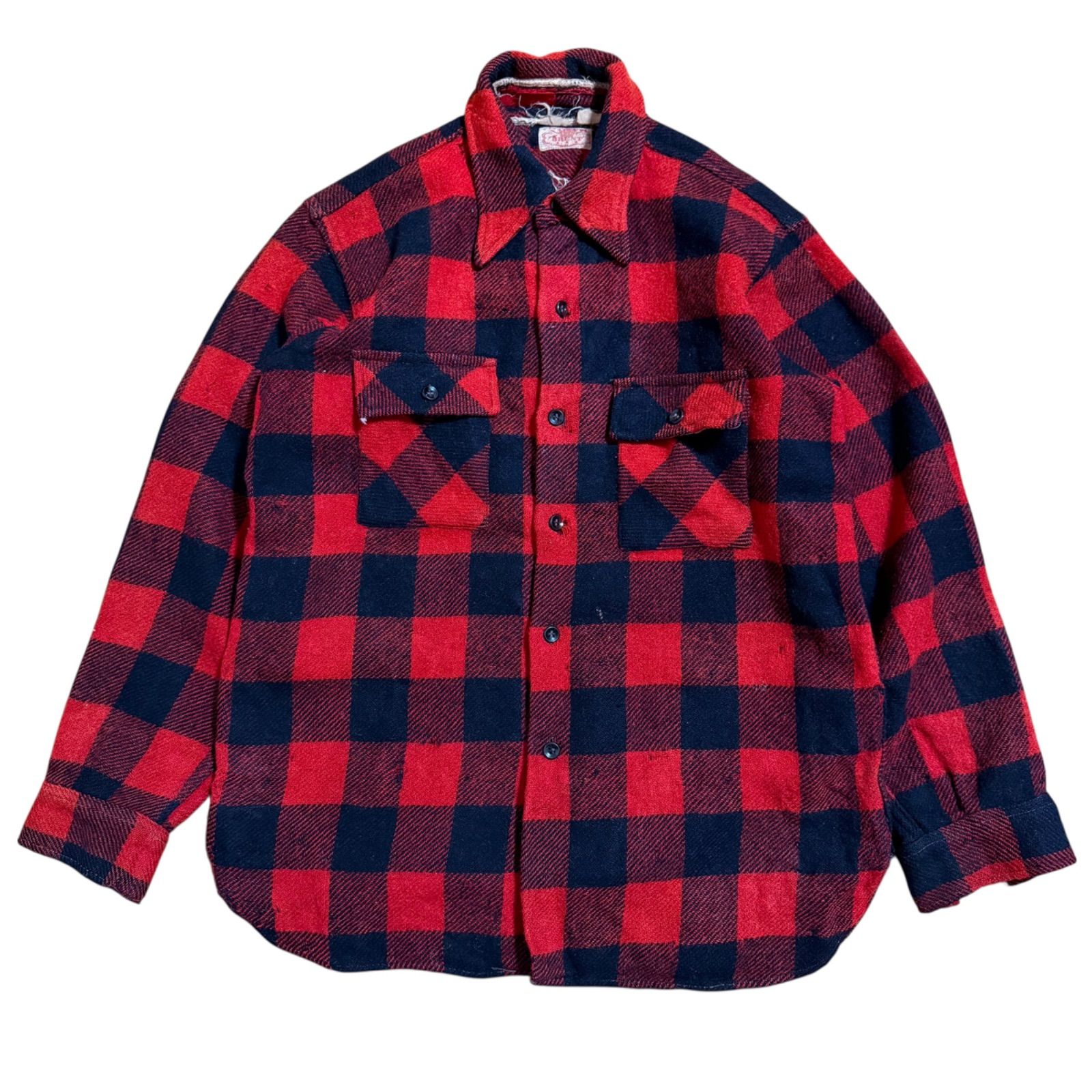 40s 50s BRENT ウールシャツ バッファローチェック ボロ - メルカリ