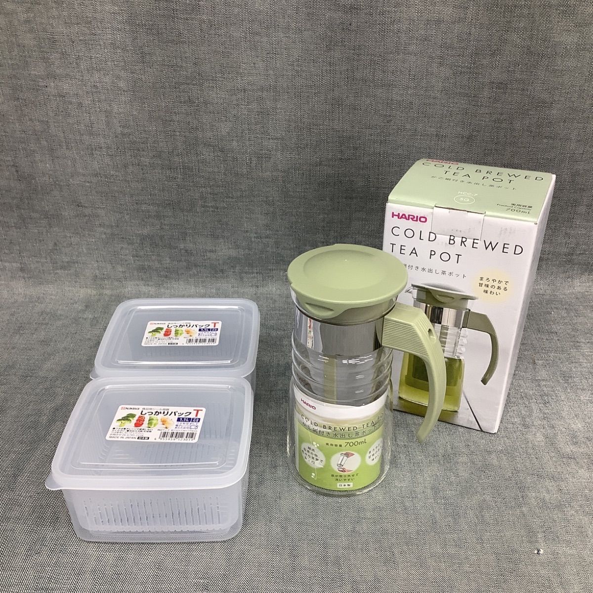 HARIO ハリオ かご網付き水出し茶ポット & タッパー容器 2個セット