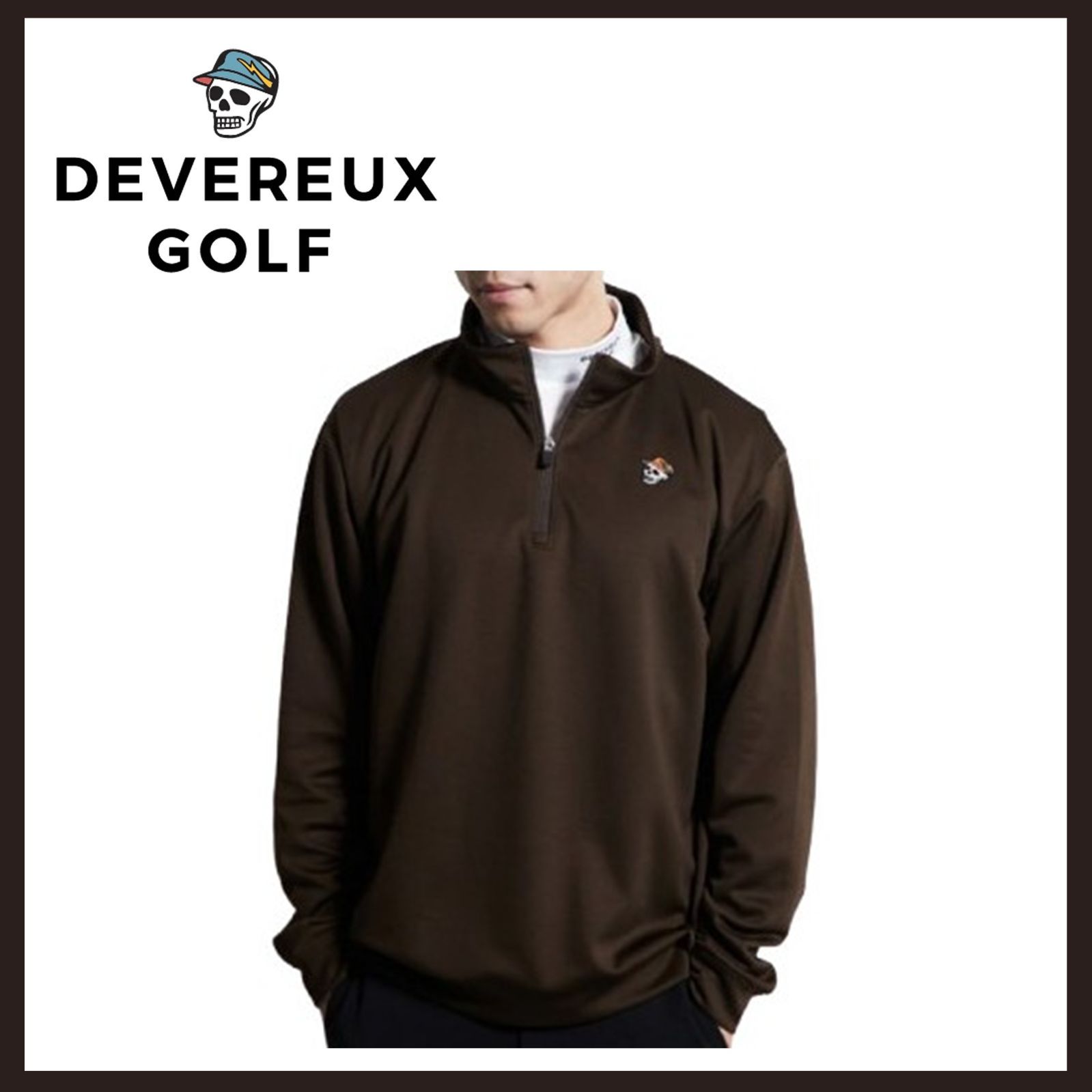 新品 未使用 デヴァローゴルフ ハーフジッププルオーバージャージ XL ブラウン 新品未使用 DEVEREUX GOLF（デヴァローゴルフ） ハーフジップPO
