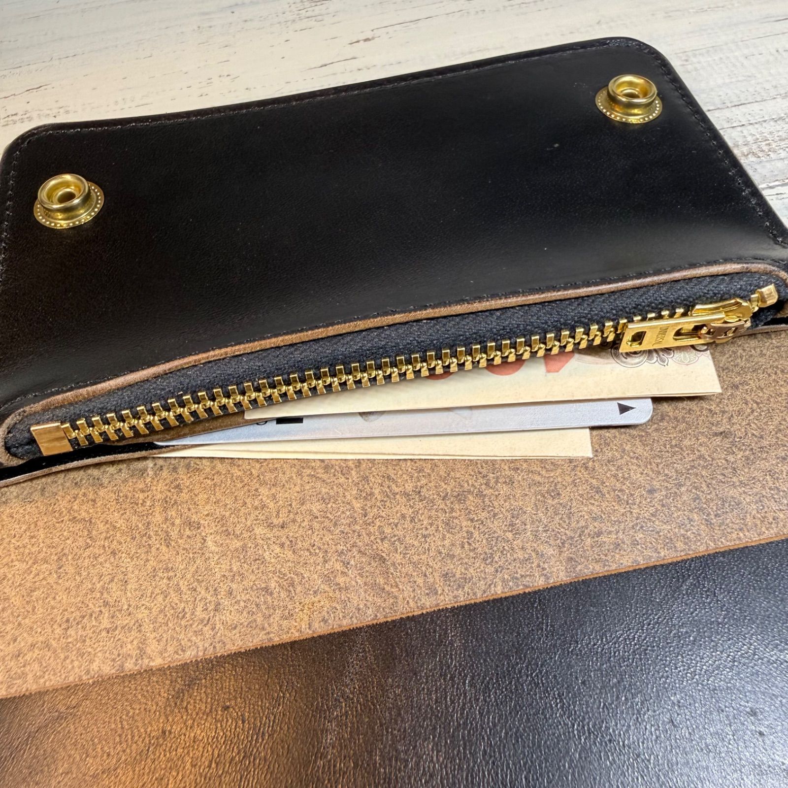 トラッカーウォレット ミドル 2層】ホースバット ゴールド universal