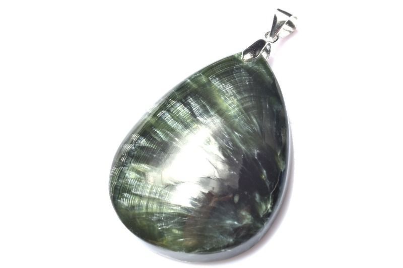 1点物】シルバー925◇ロシア産 セラフィナイト 38x28mm ドロップ
