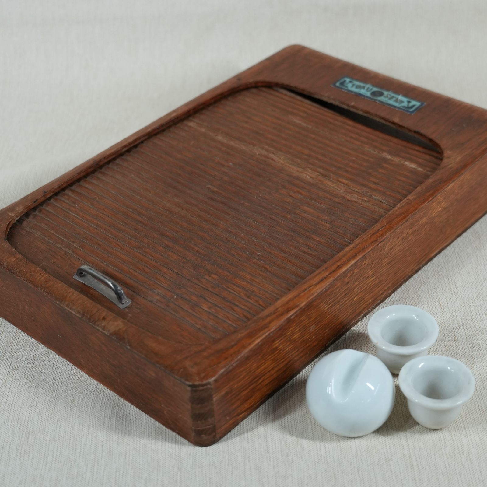 IM] ジャンク レトロ TOKUSEWI 蛇腹式 木箱 硯箱 筆箱 小物入れ 現状品