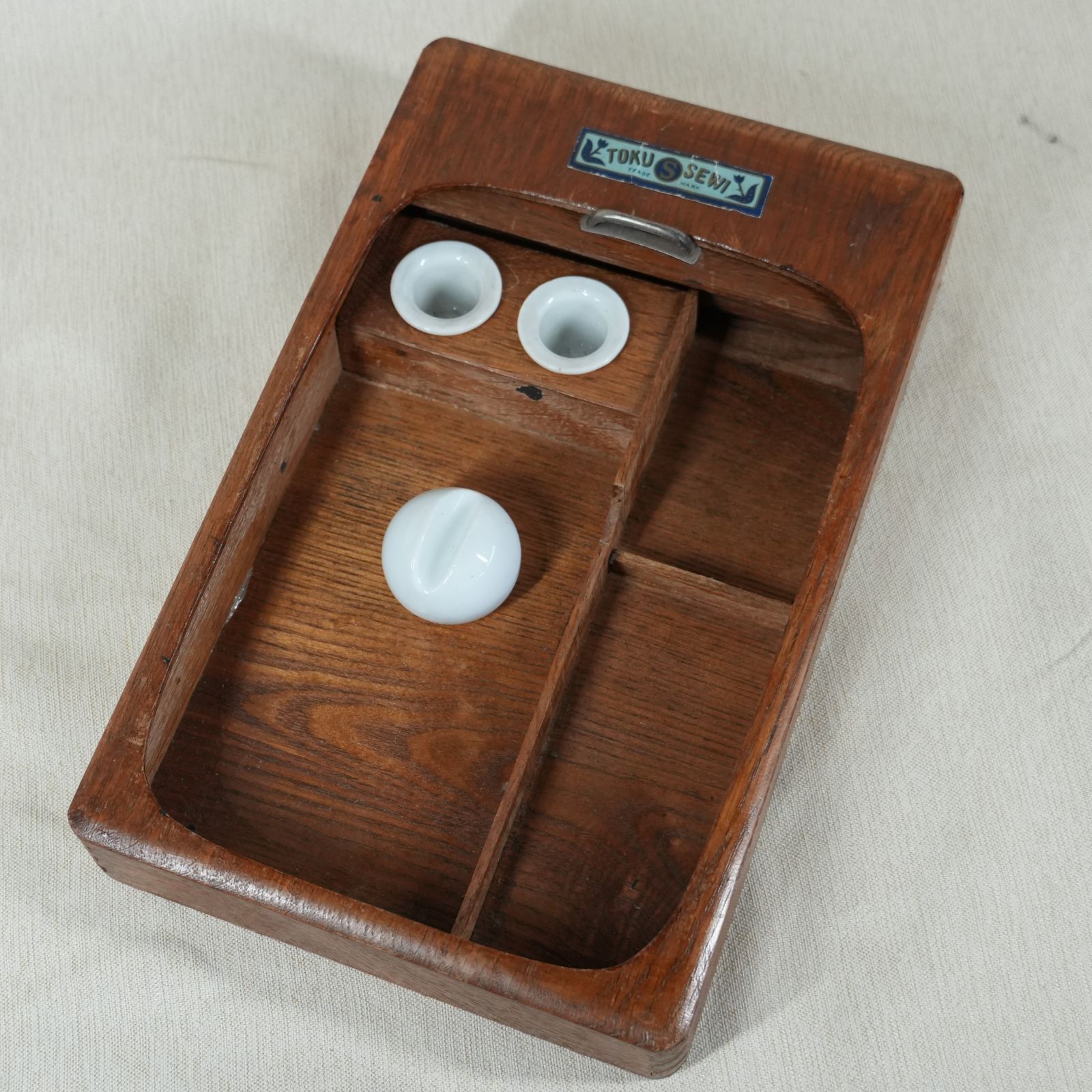 IM] ジャンク レトロ TOKUSEWI 蛇腹式 木箱 硯箱 筆箱 小物入れ 現状品