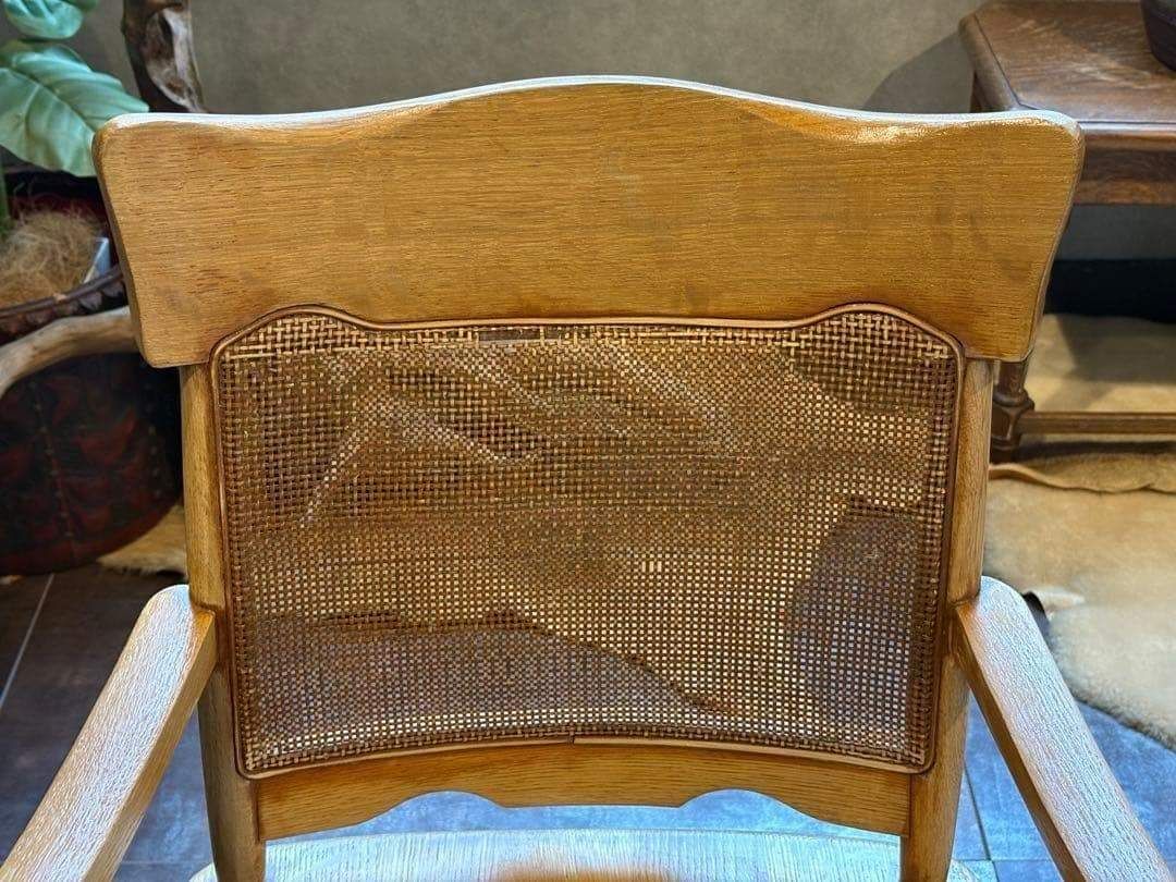 ナラ材 楢材 剥離家具 ストリップド家具 柏木工 アームチェア ラタン