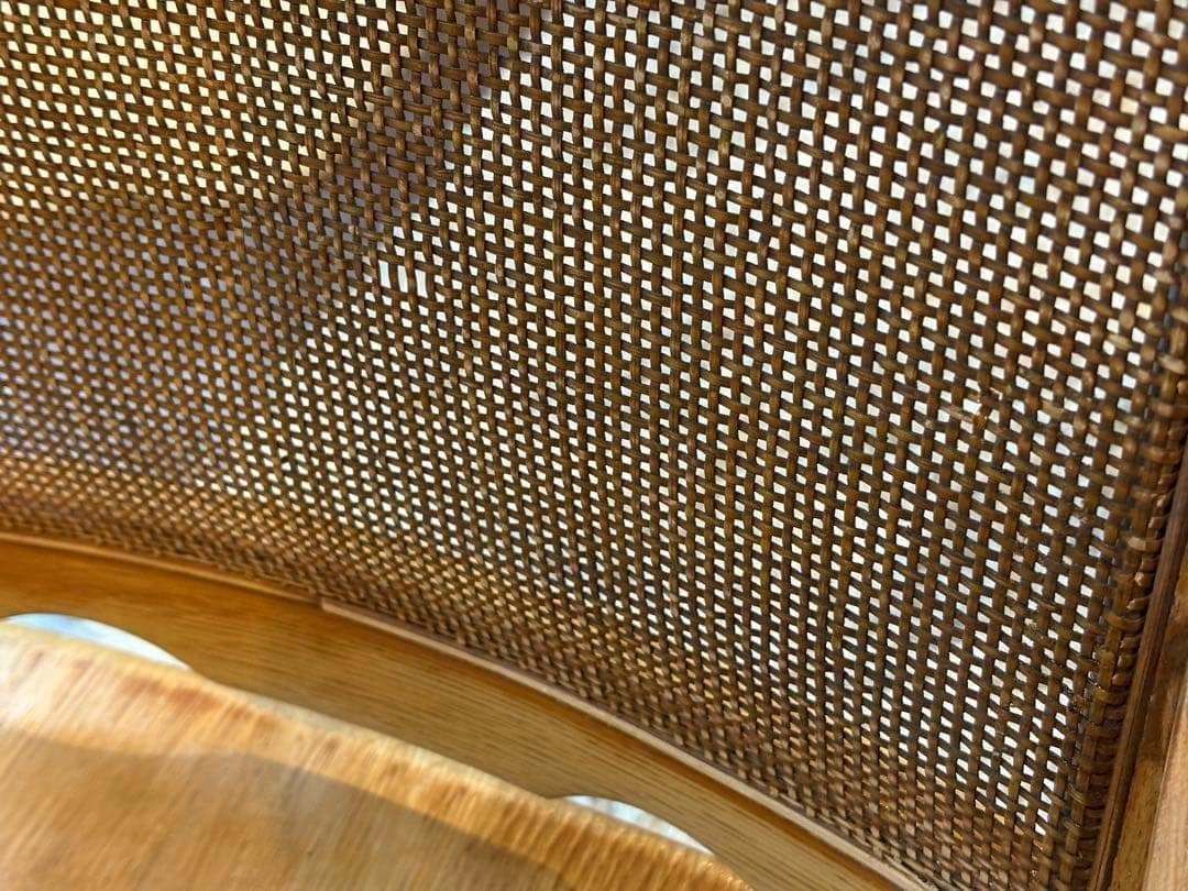 ナラ材 楢材 剥離家具 ストリップド家具 柏木工 アームチェア ラタン