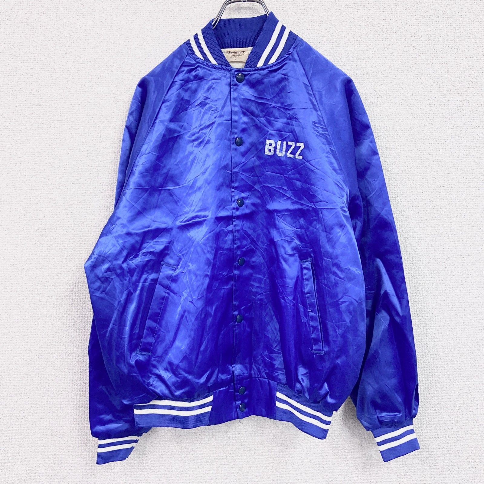 古着 used Auburn サテンスタジャン/スタジアムジャケット 青 ブルー L