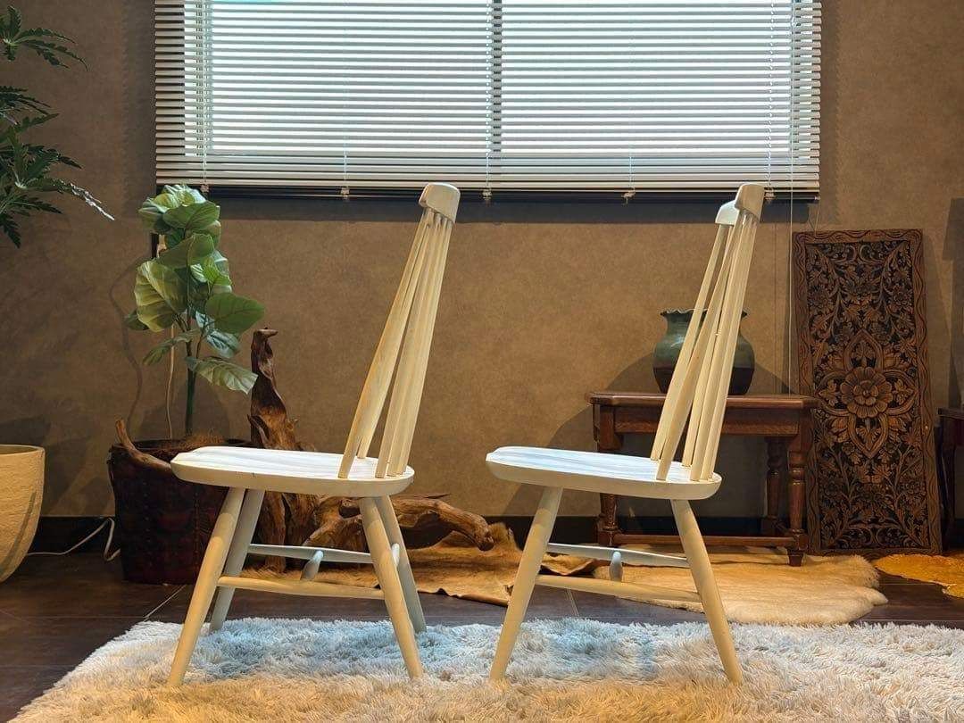 ①太平 ウィンザーチェア ホワイト ゴールドスミスチェア 2脚セット IZ