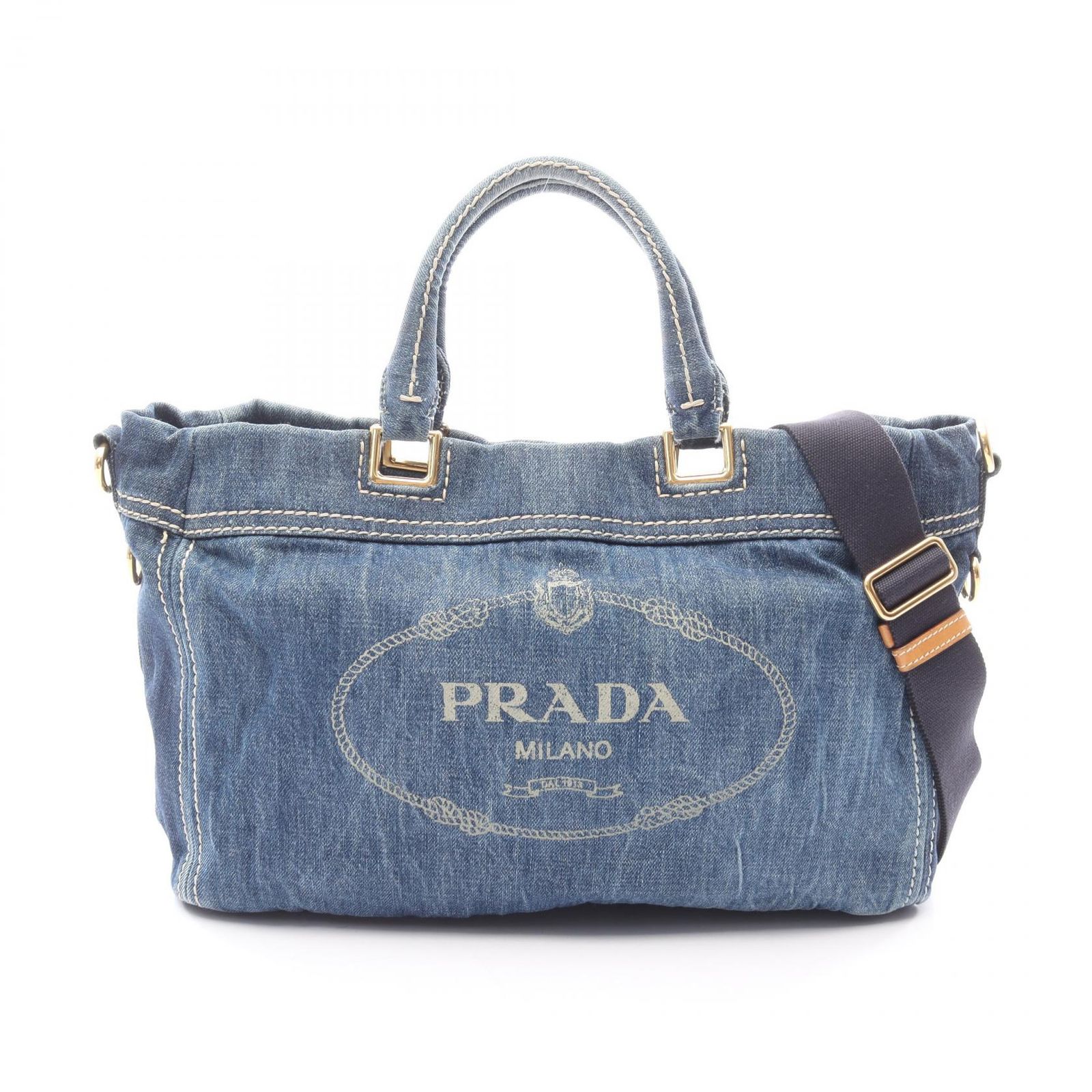 プラダ PRADA トートバッグ DENIM CANAPA カナパ BN2069 ブルー デニム 
