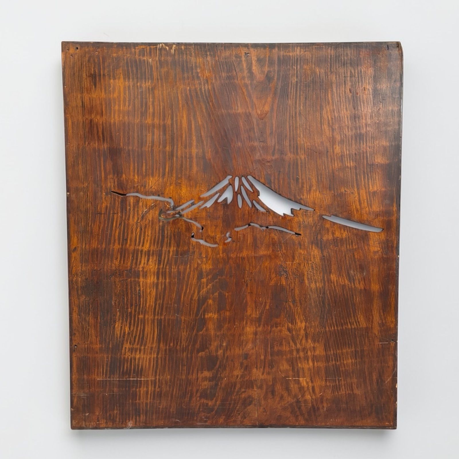 木製 富士山 天然木 木板 板額 板 額 壁掛 飾板 欄間 インテリア 昭和