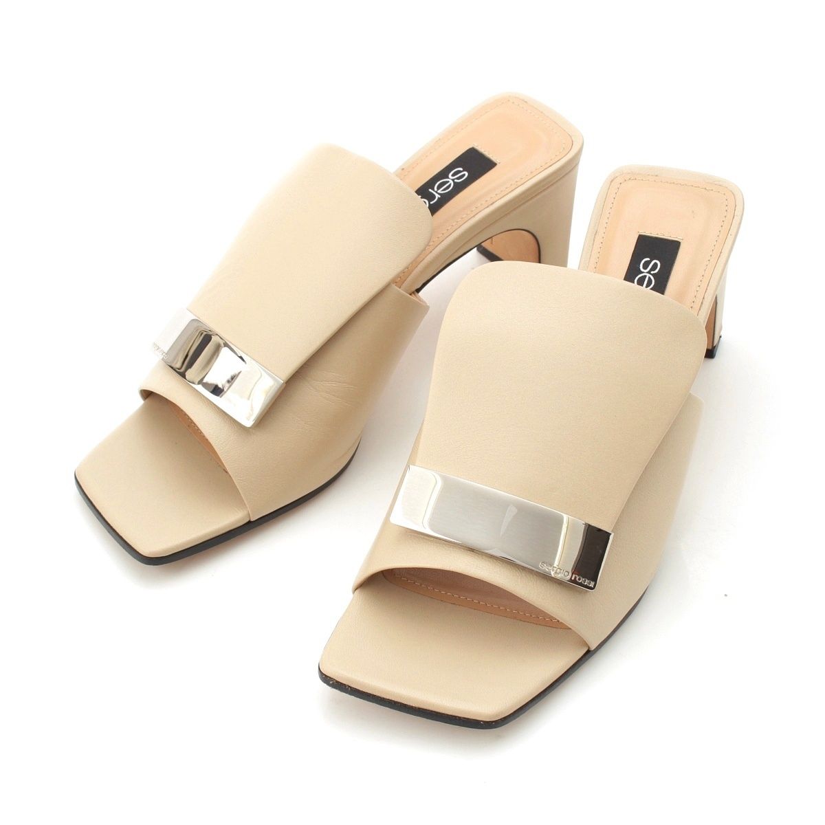 セルジオロッシ sr1 レザー ミュール サンダル シューズ ベージュ 36 1